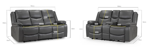 Harald Electric Recliner Sofa Grey 3 Seater