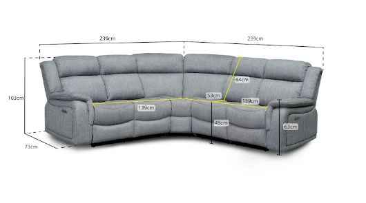 Linden Recliner Sofa Grey Large Corner