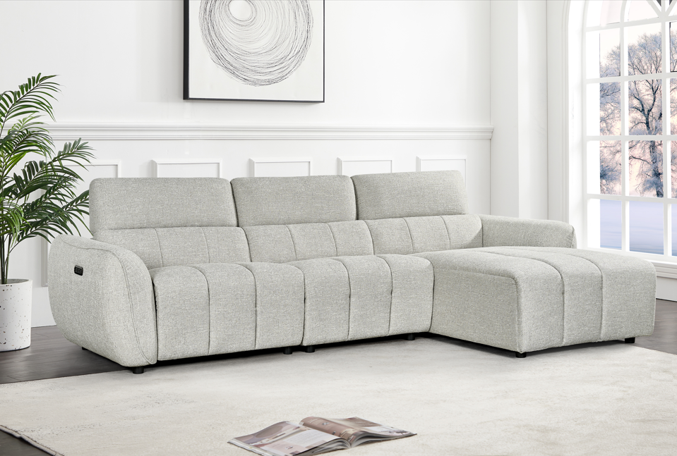 Turin Electric Recliner Sofa Silver Right Hand Corner