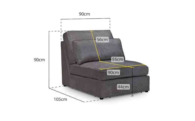 Kiana Modular Sofa Mocha Armless Piece