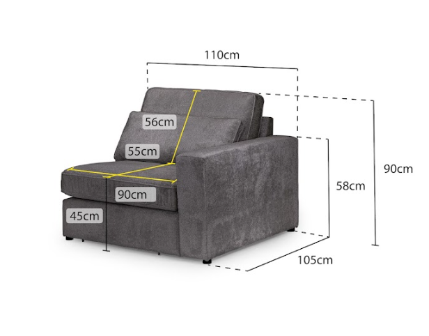 Kiana Modular Sofa Mocha Right Hand Arm Piece