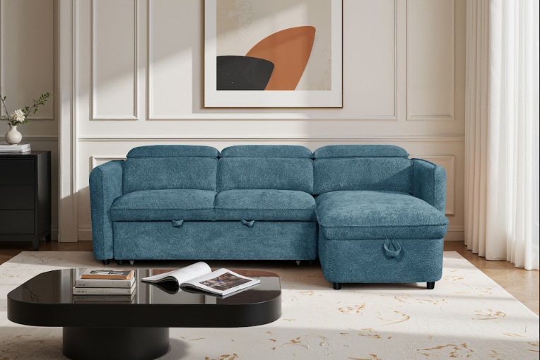 Capri Sofabed Universal Corner With Adjustable Headrests Blue Eastley | Kip | Quercioli | Barete | Metropolitan | Portobello | Aissa Style