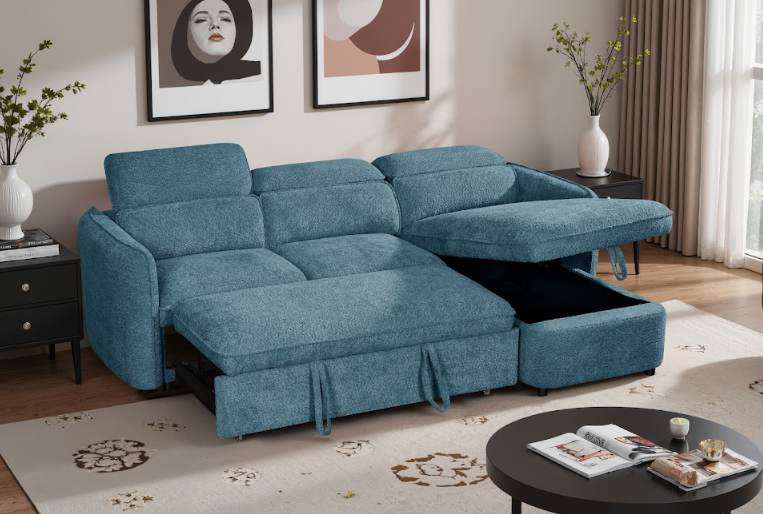 Capri Sofabed Universal Corner With Adjustable Headrests Blue Eastley | Kip | Quercioli | Barete | Metropolitan | Portobello | Aissa Style