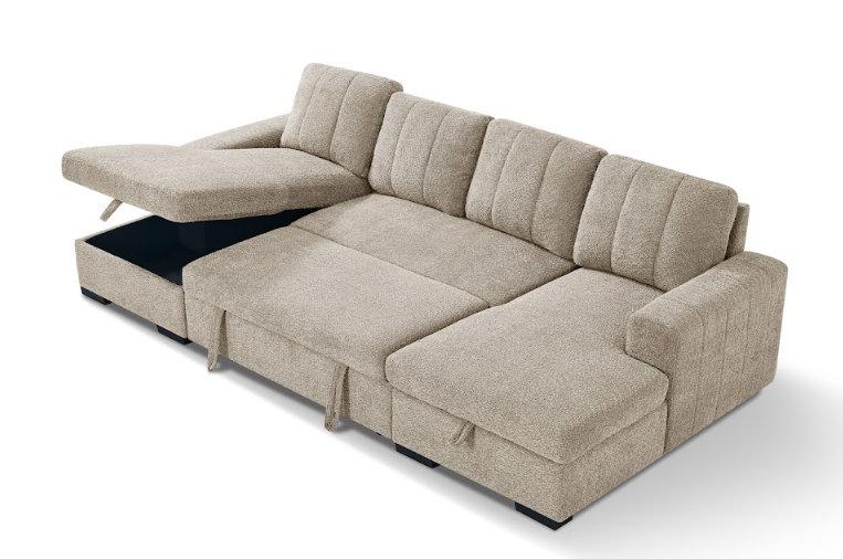 Como U Shape Sofabed With Ottoman Storage Beige Morgan | Malvern | Somerford | Calix | Euphoria | Plush Style
