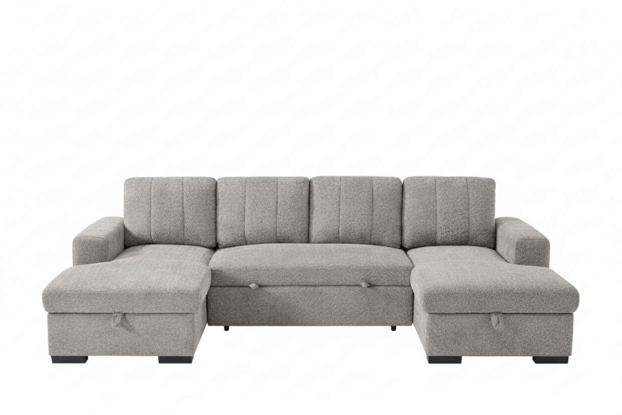 Como U Shape Sofabed With Ottoman Storage Grey Morgan | Malvern | Somerford | Calix | Euphoria | Plush Style