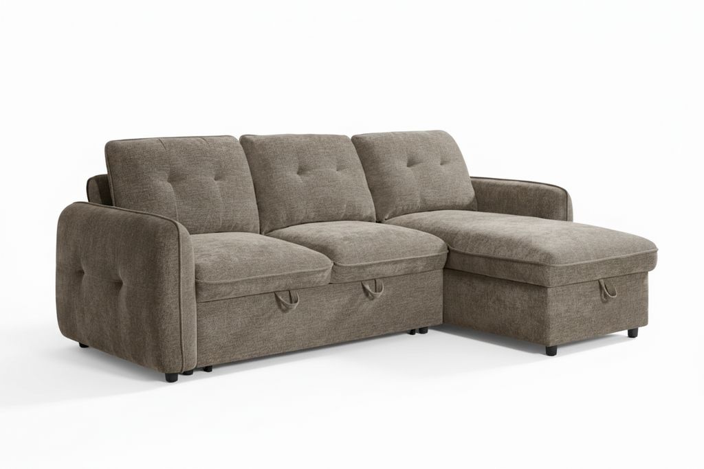 Moscow Universal L Shape Corner Sofa Bed Brown With Ottoman Storage Eastley | Kip | Quercioli | Barete | Metropolitan | Portobello | Aissa Style