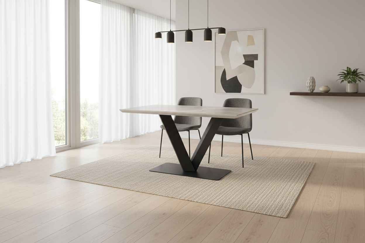 Alessia Ceramic Dining Table Grey Ceramic Marble
