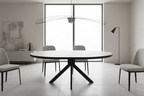 Danello Round Extending Dining Table White & Sunset Cloud Vein Ceramic