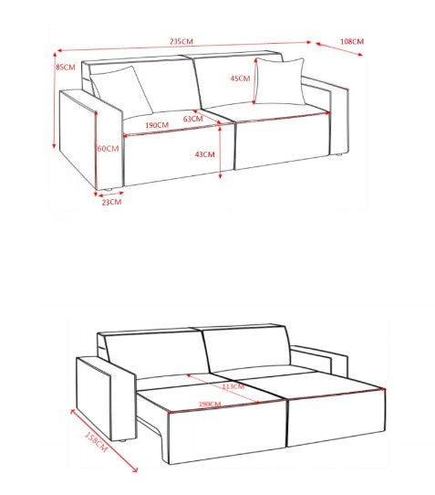 Houston Electric Sofabed Grey 3 Seater