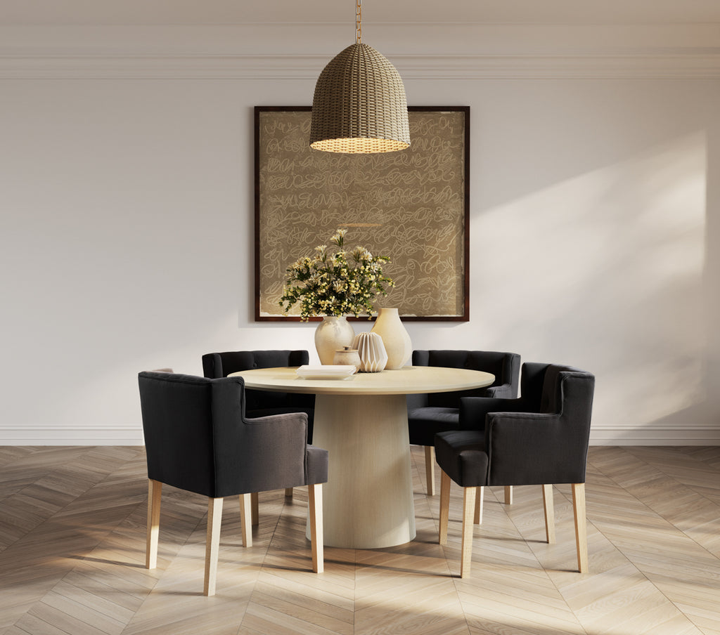 SHAY ANTHRACITE WINGED CHAIR WITH ARMS