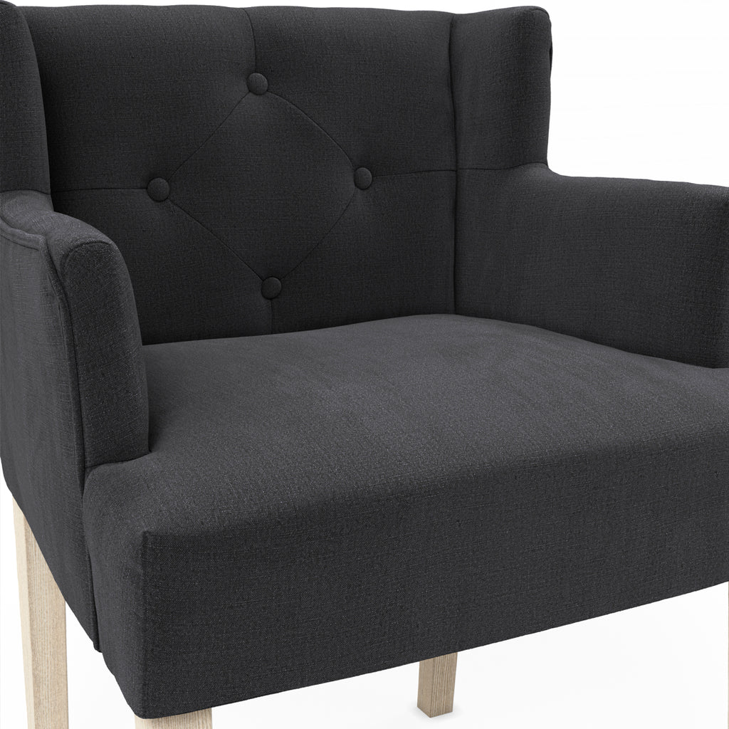 SHAY ANTHRACITE WINGED CHAIR WITH ARMS