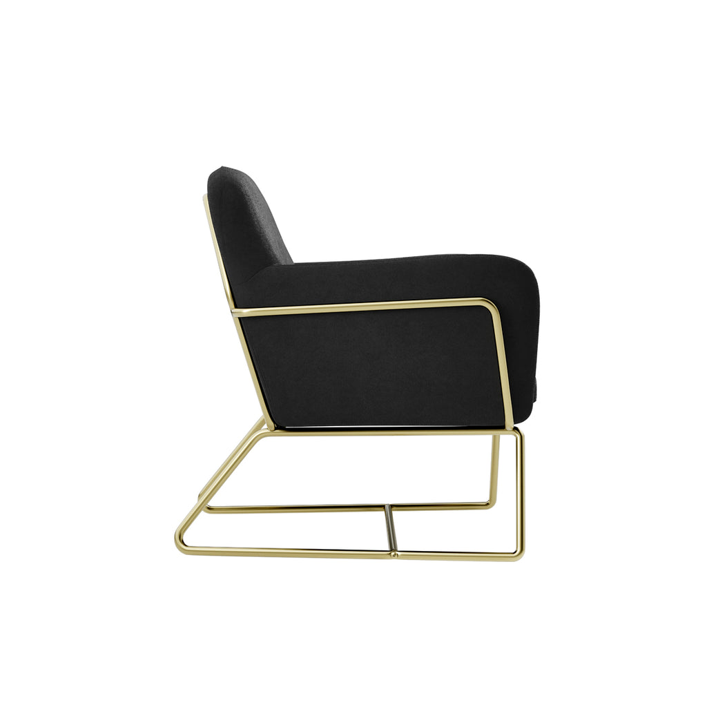 CHARLES ARMCHAIR BLACK VELVET / BRUSHED GOLD