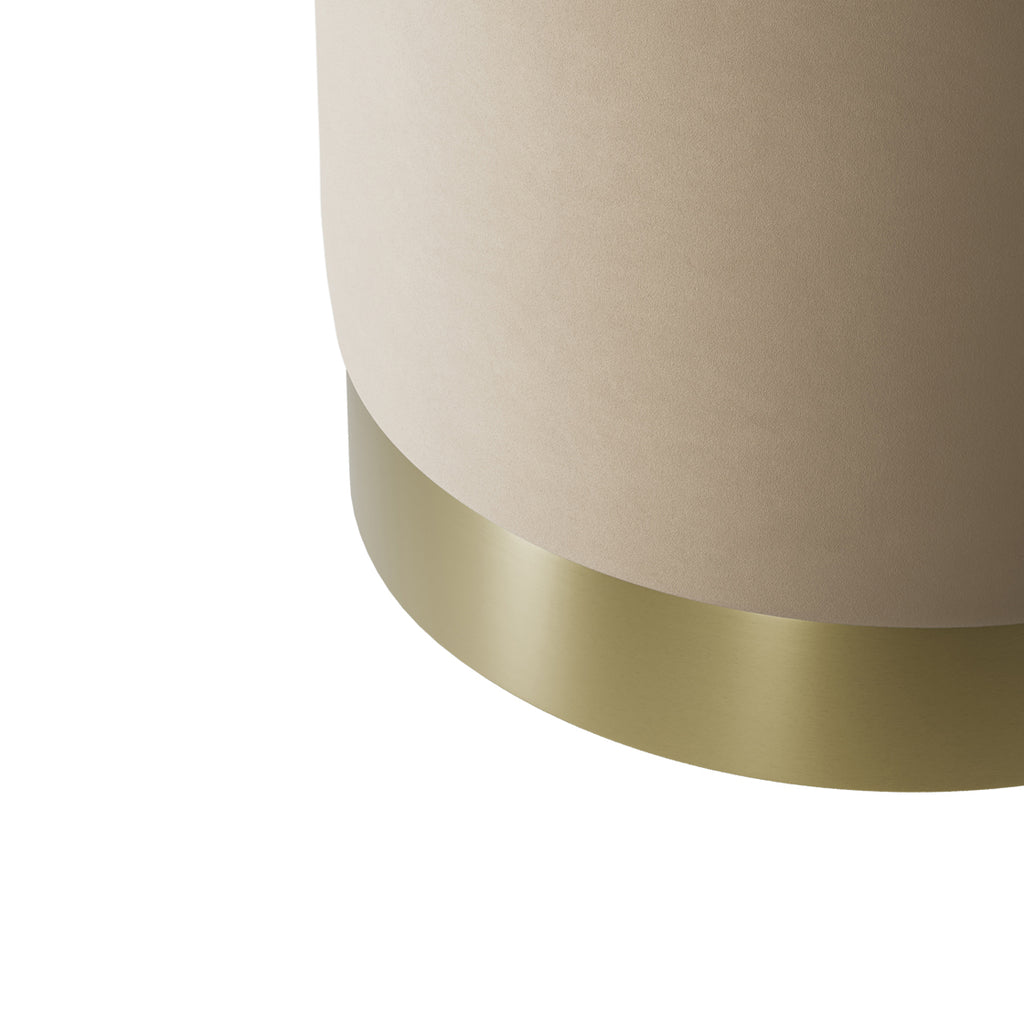 LARA POUFFE BEIGE VELVET / BRUSHED GOLD SMALL