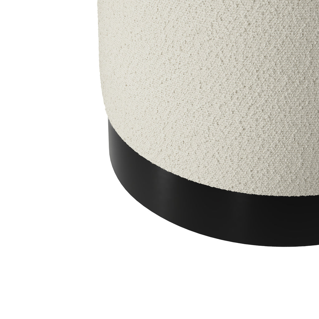 LARA POUFFE IVORY BOUCLE / MATTE BLACK SMALL