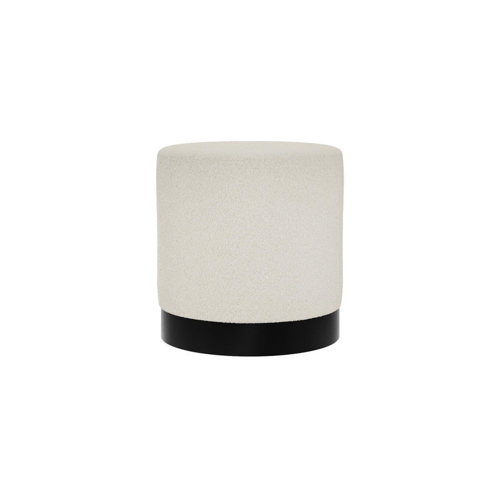 LARA POUFFE IVORY BOUCLE / MATTE BLACK SMALL
