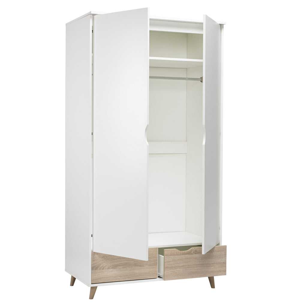 Stockholm 2 Door Wardrobe White-Oak