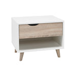 Stockholm 1 Drawer Bedside White-Oak