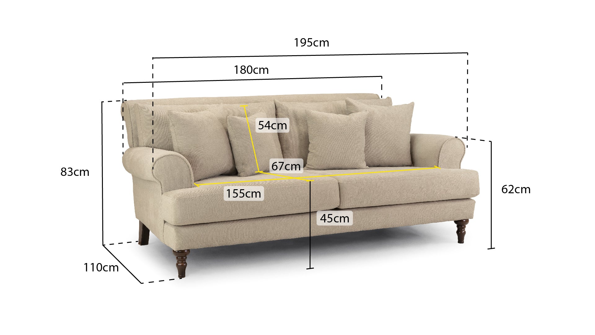 Summer Sofa Beige 3 Seater