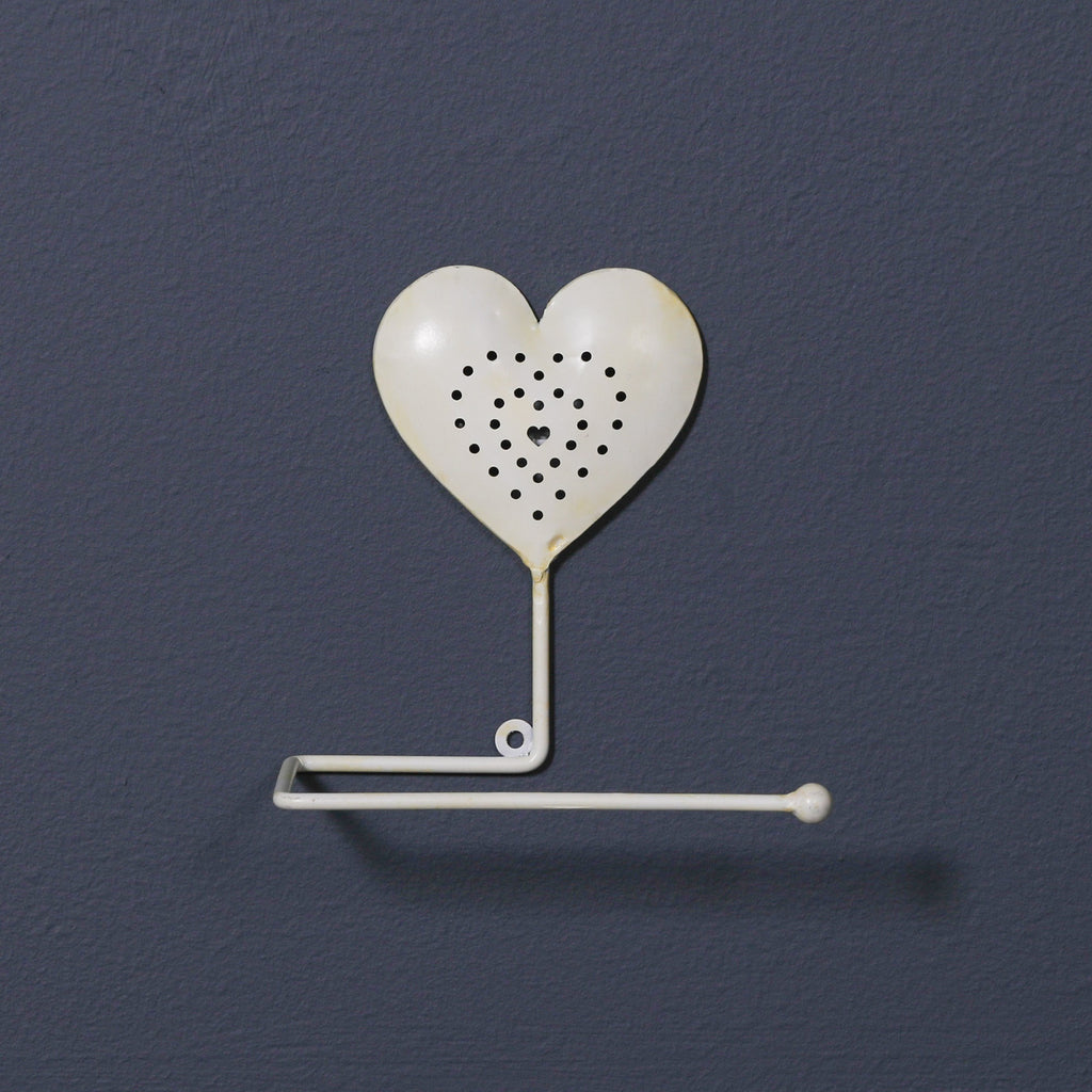 Cream Heart Toilet Roll Holder