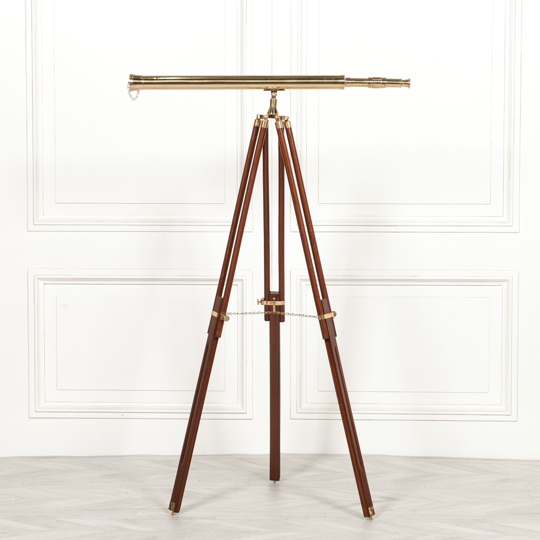 Brass Telescope on Wooden Stand