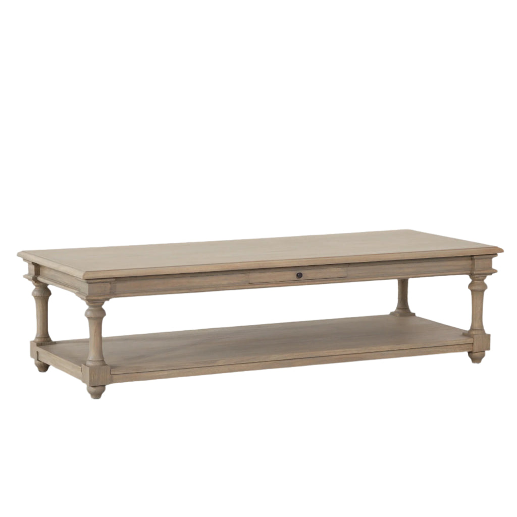 Rustic Wooden 170cm Coffee Table with Drawer