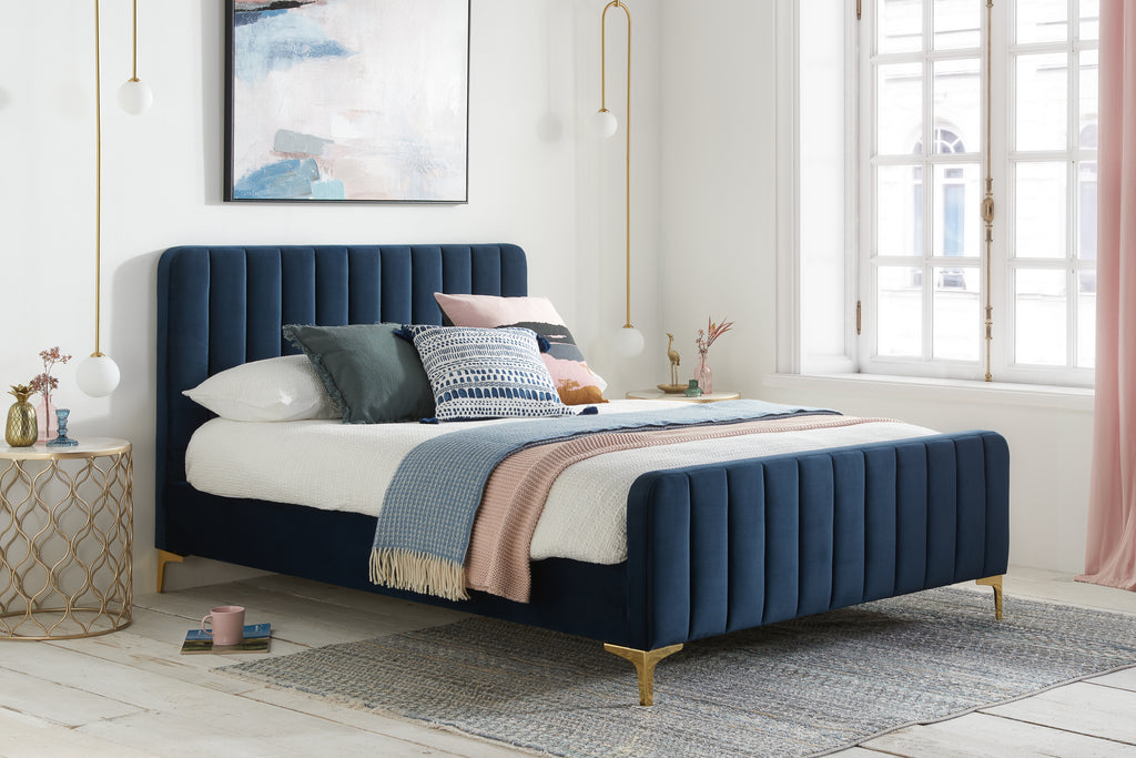 Double Unbranded Bed Midnight Blue