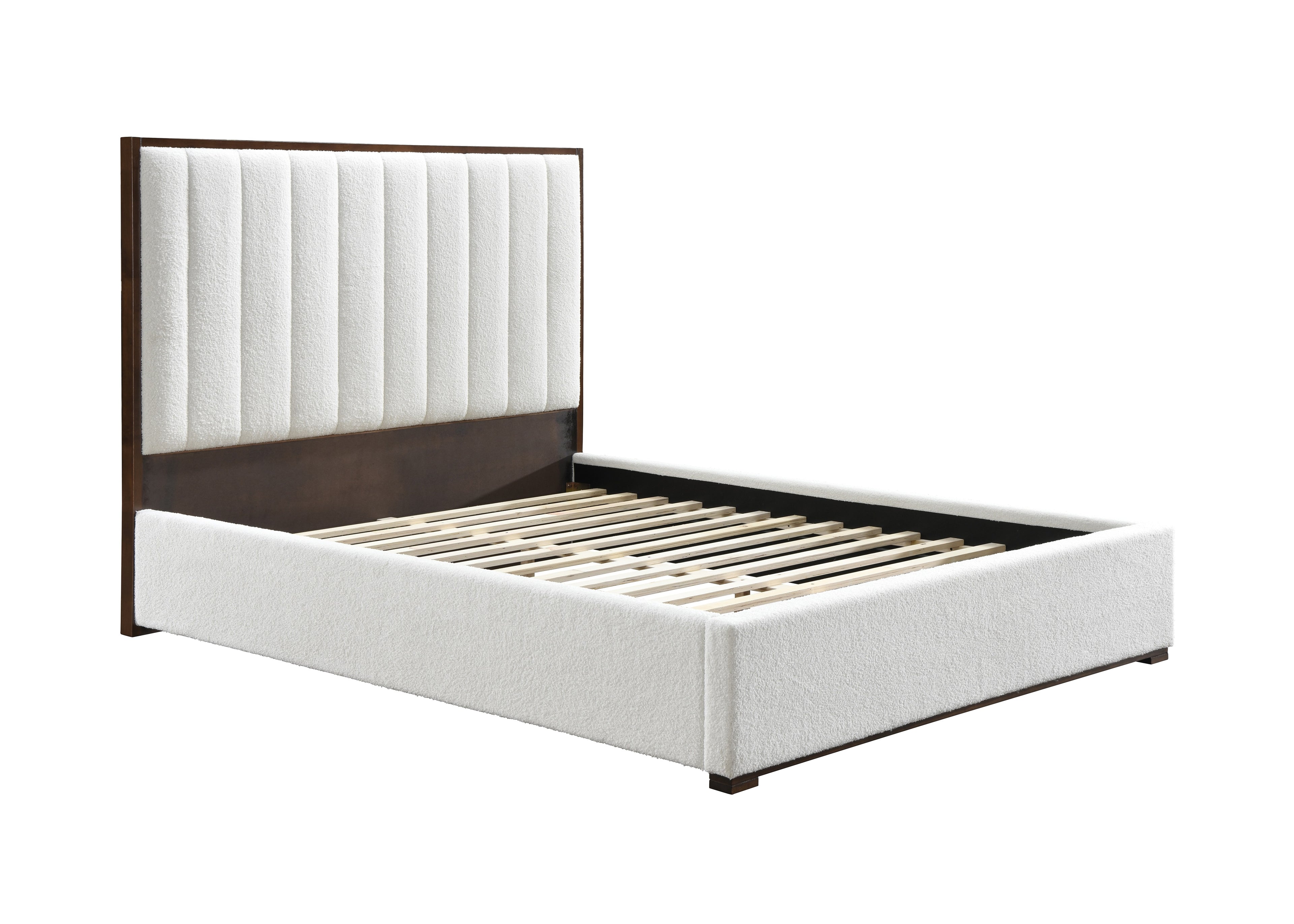 King Bed White Boucle