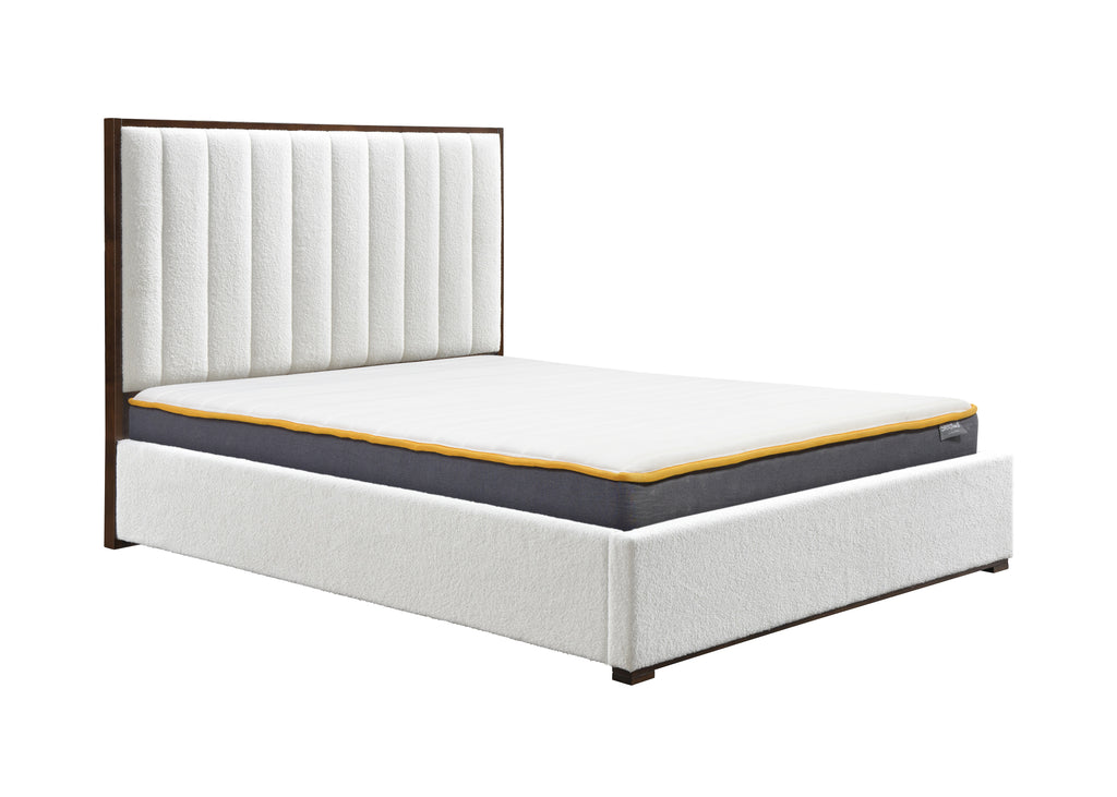 King Bed White Boucle