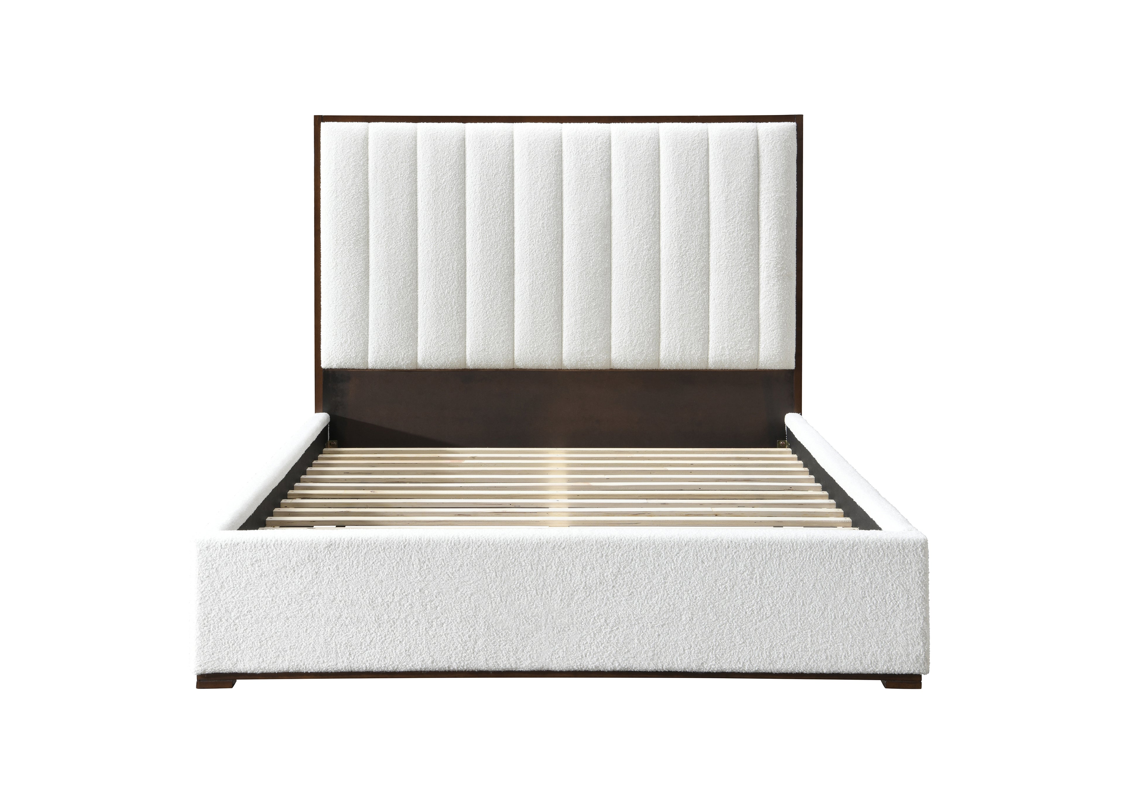 King Bed White Boucle