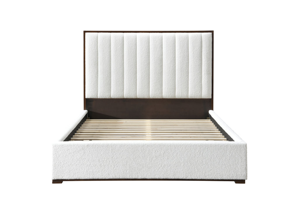 Double Bed White Boucle