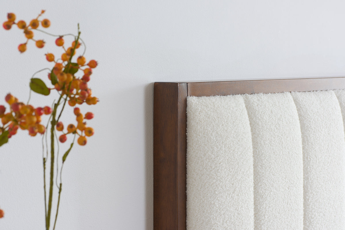 Double Bed White Boucle