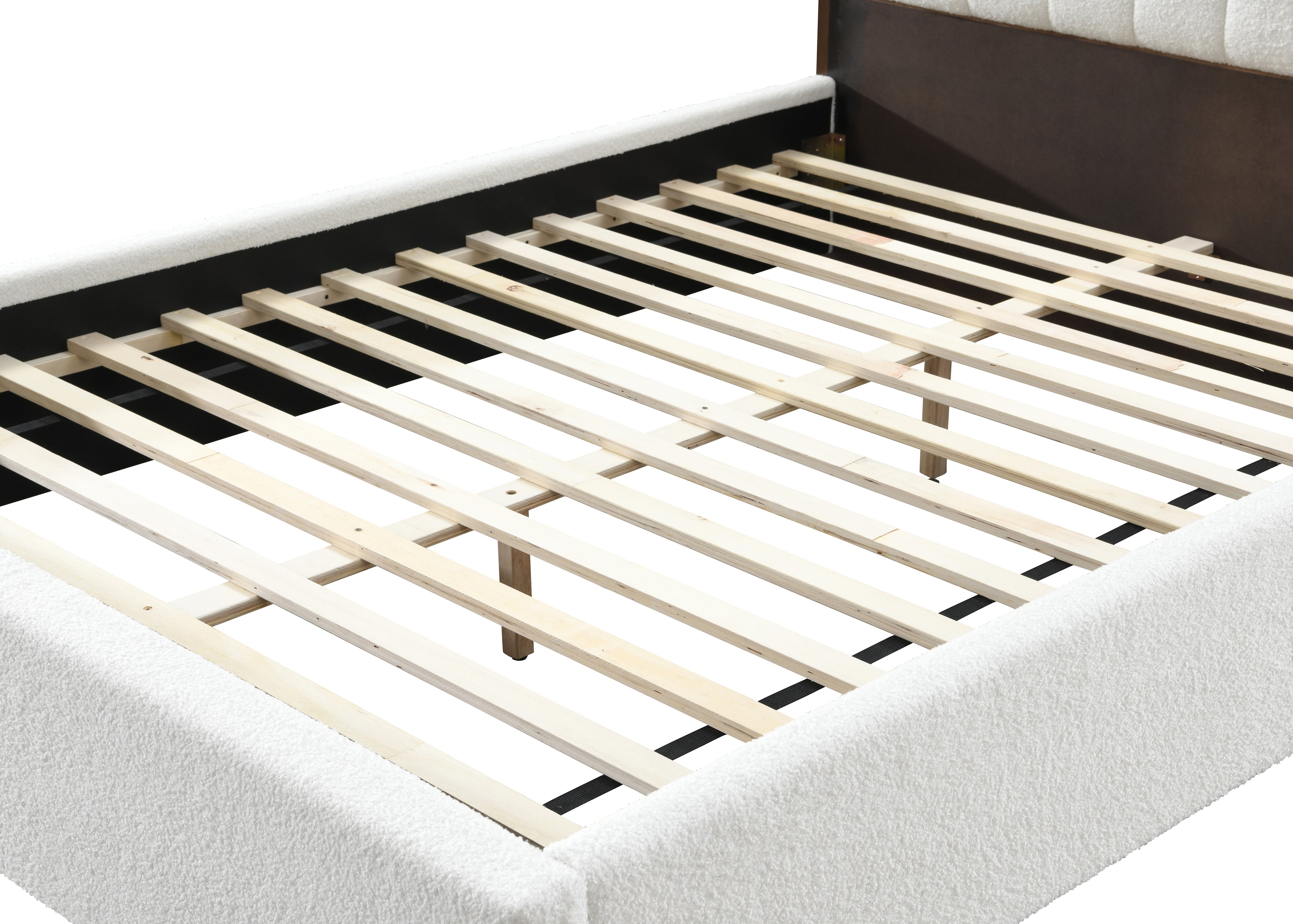 Double Bed White Boucle