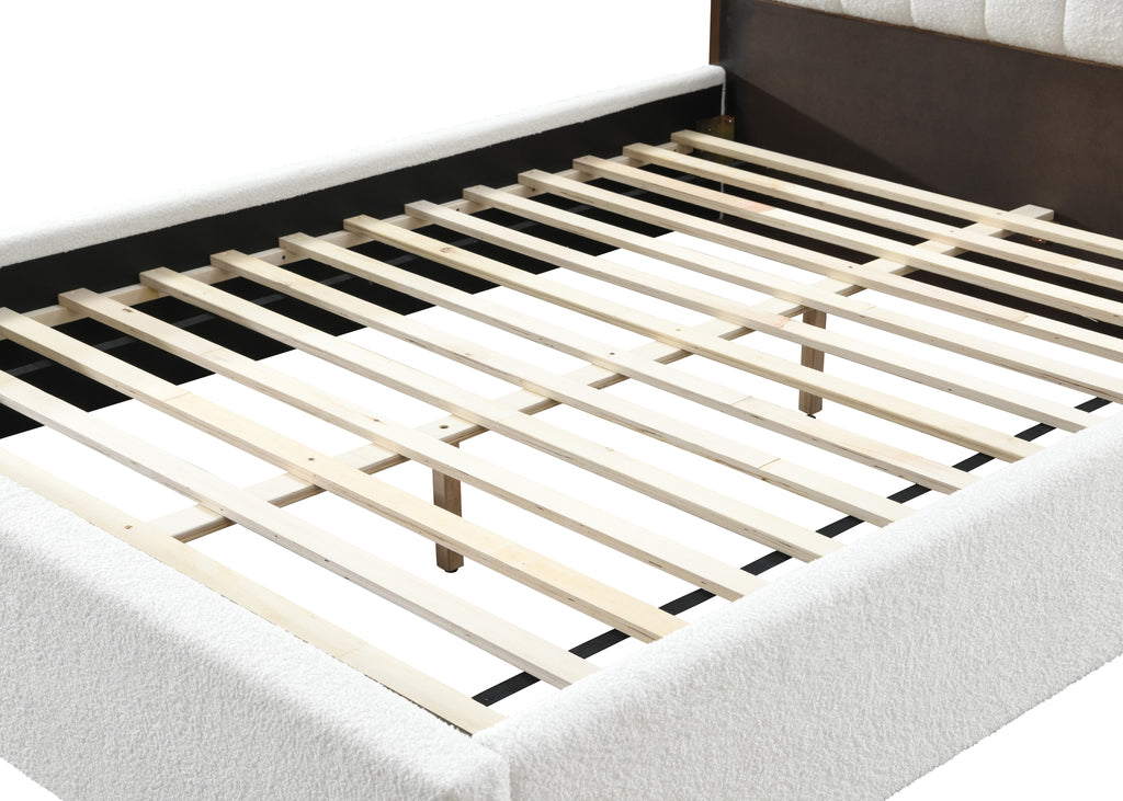 King Bed White Boucle