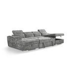 Alaya Large Grey U Shape Sofabed with Storage and Adjustable Headrests