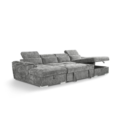 Alaya Large Grey U Shape Sofabed with Storage and Adjustable Headrests Morgan | Malvern | Somerford | Calix | Euphoria | Plush Style