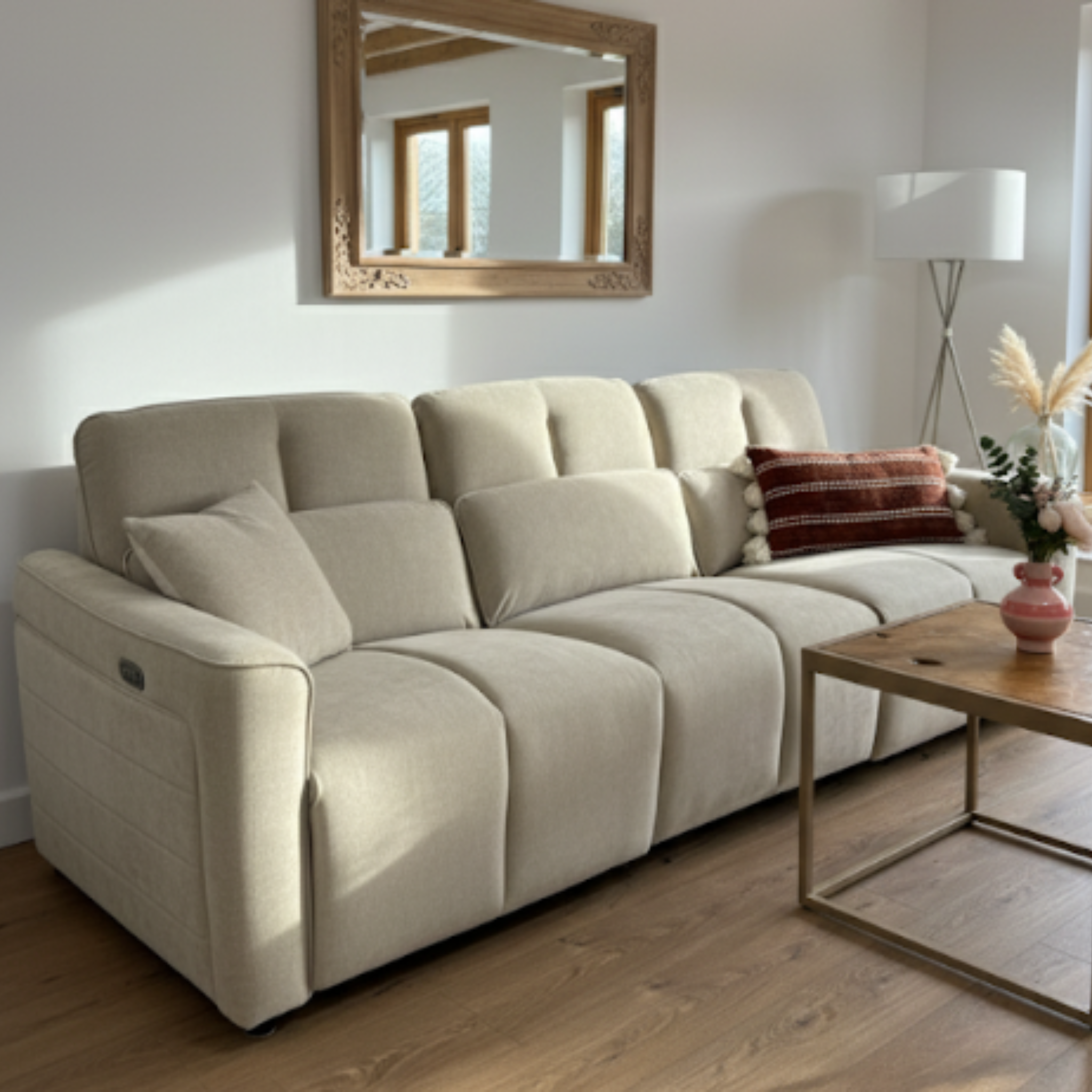 Soho Electric Recliner Sofa Beige 3 Seater