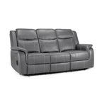 Galaxy Tech Power Reclining 3 Seater Sofa Grey Leather