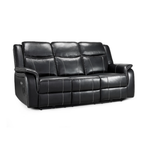 Galaxy Tech Power Reclining 3 Seater Sofa Black Leather