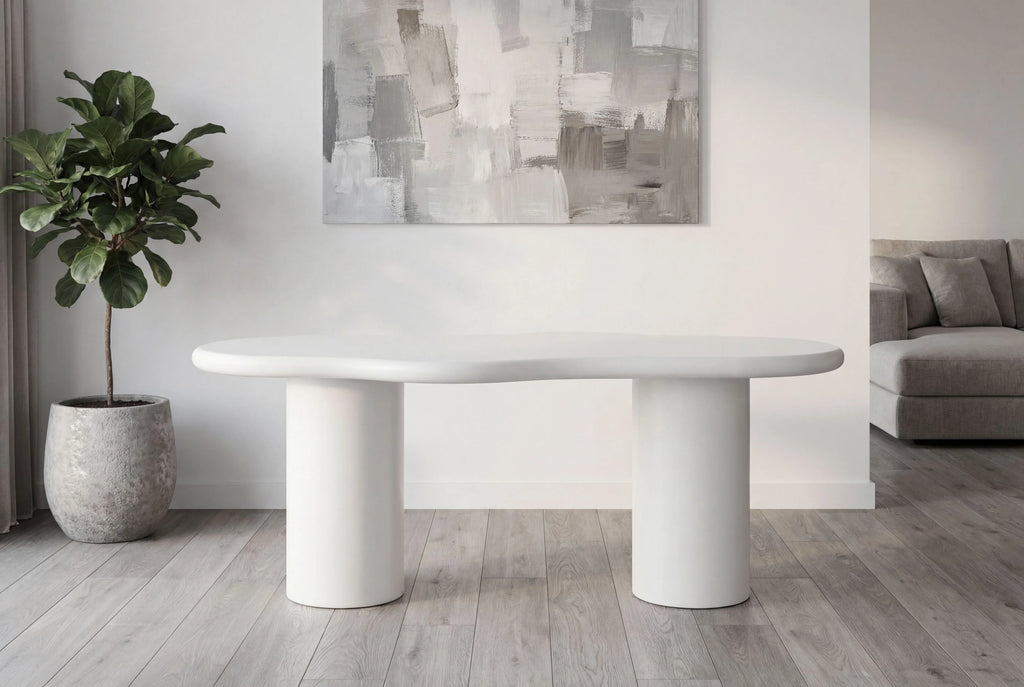 Valillian White Micro Cement Dining Table