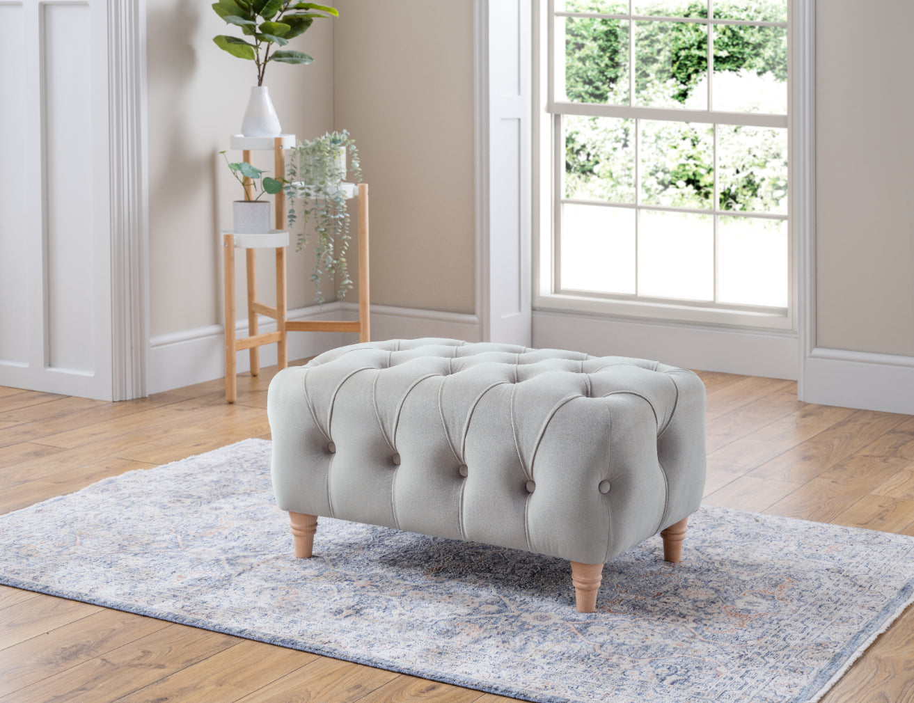 Model 25 - Footstool Velvet Chalk