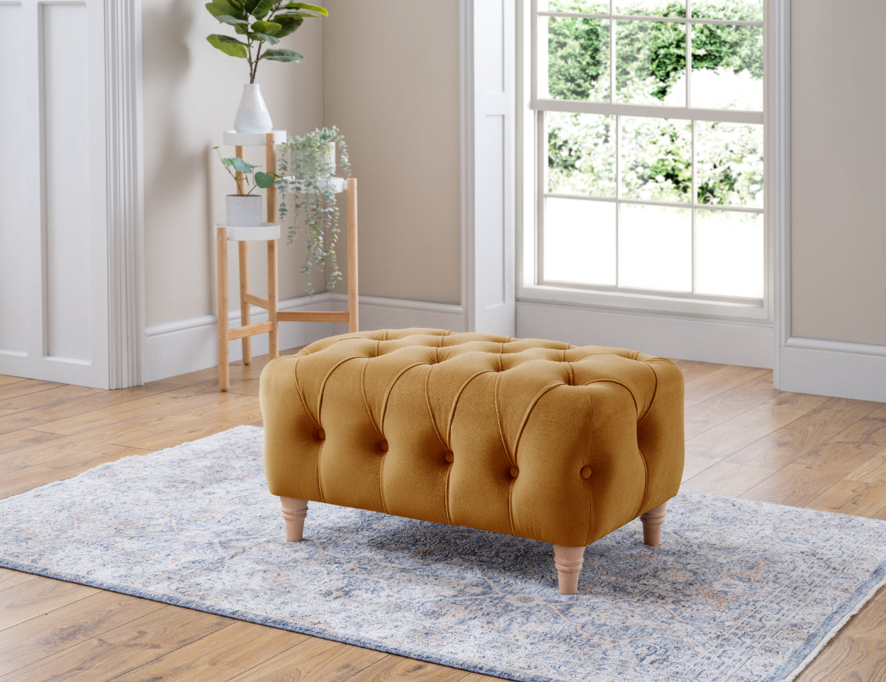 Model 25 - Footstool Velvet Ochre