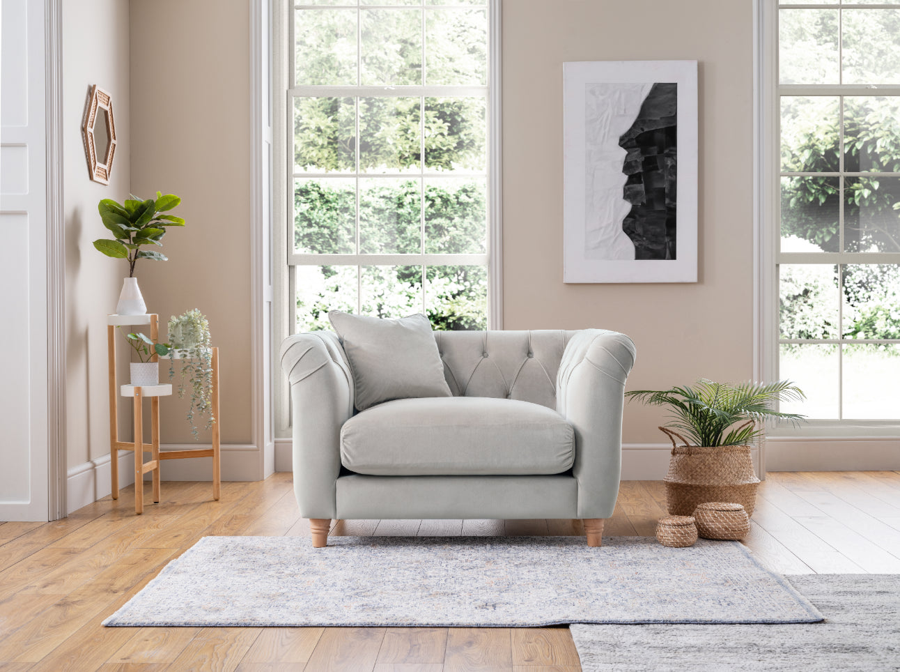 Model 25 - Armchair Velvet Chalk