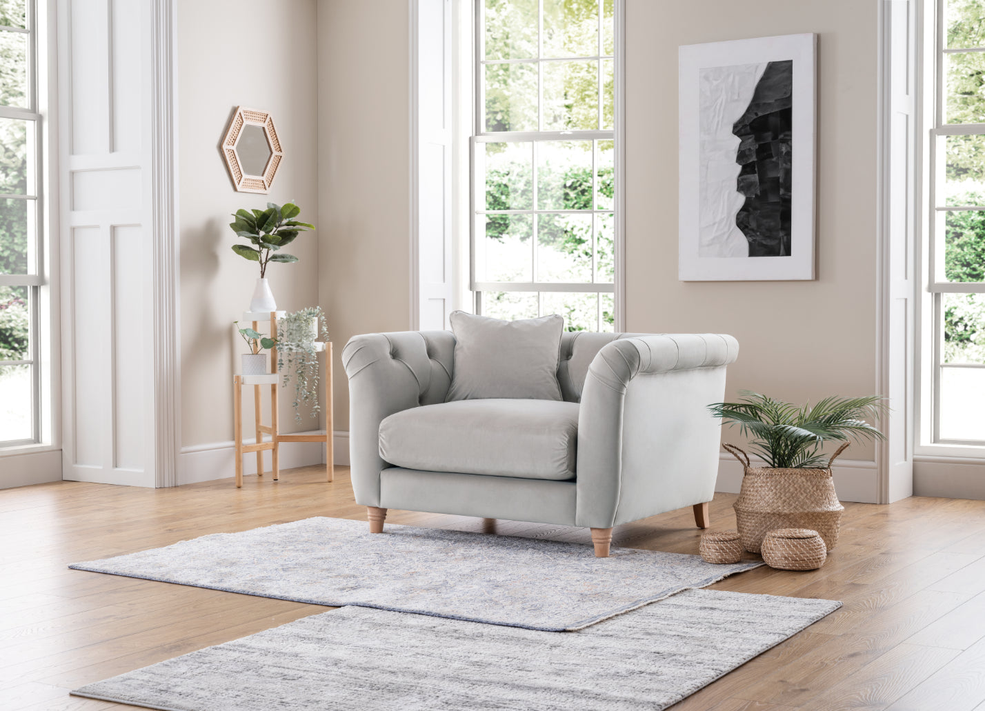 Model 25 - Armchair Velvet Chalk