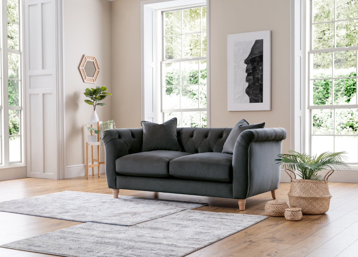 Model 25 - Medium Sofa Velvet Midnight Blue 