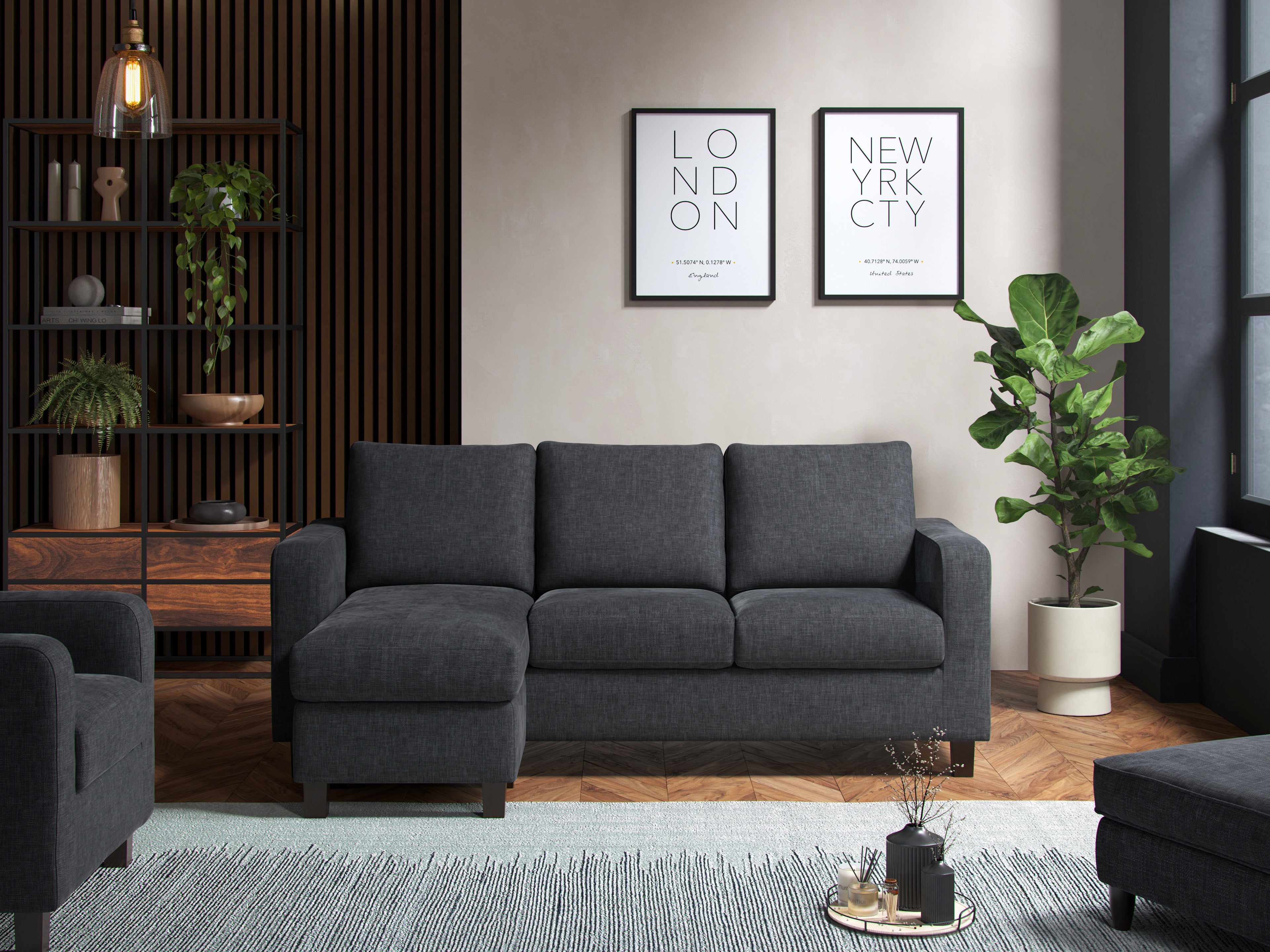 Model 28 - Reversible Chaise Sofa Turin Grey
