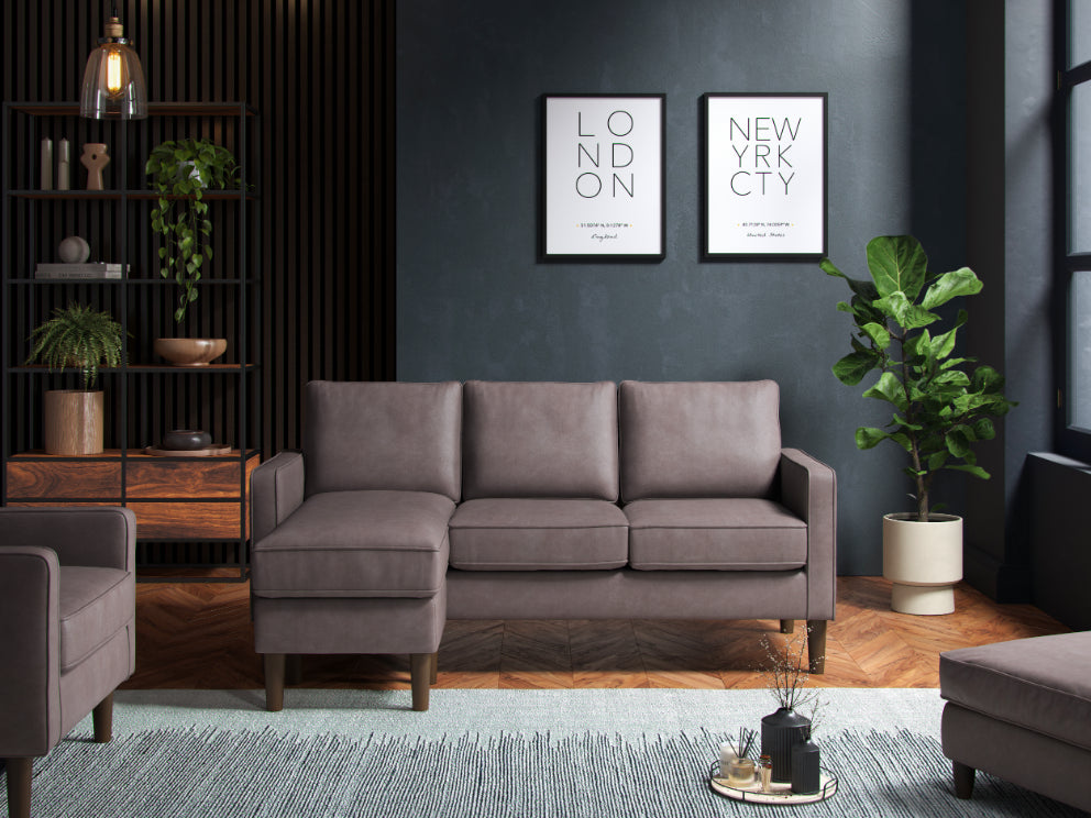 Model 46 - Reversible Chaise Sofa Faux Leather Grey