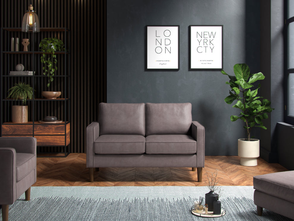 Model 46 - 2 Seater Sofa Faux Leather Grey