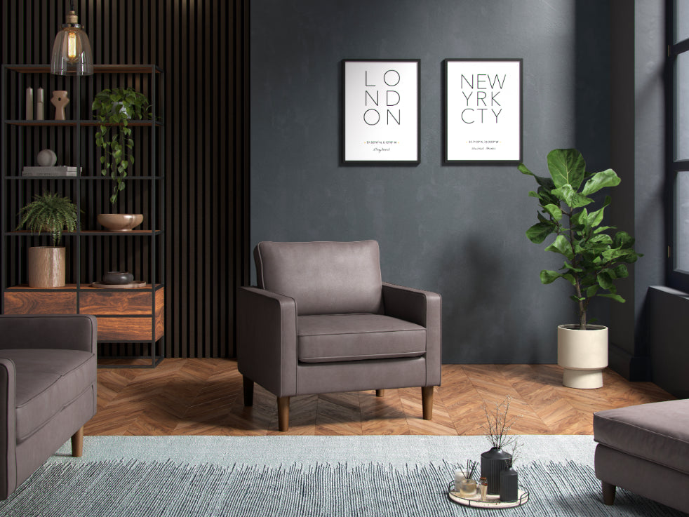 Model 46 - Armchair Faux Leather Grey