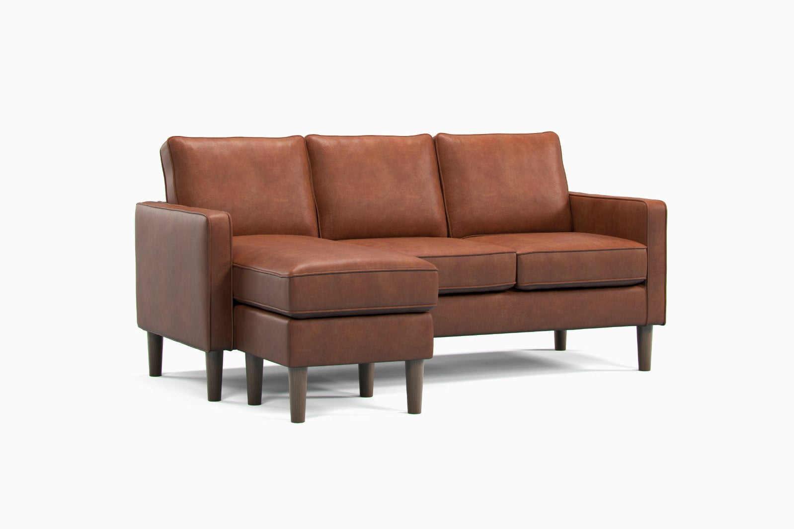 Model 46 - Reversible Chaise Sofa Faux Leather Tan