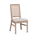 Wooden Louis Upholstered Square Rattan Back Dining Chair